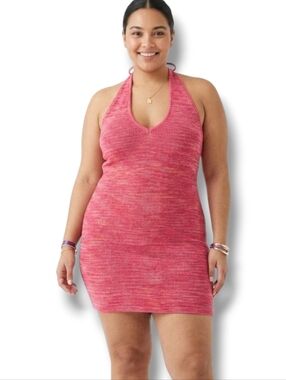 Wild Fable Women’s Sweater Halter Mini Dress – Coral Pink, XXL, NWT